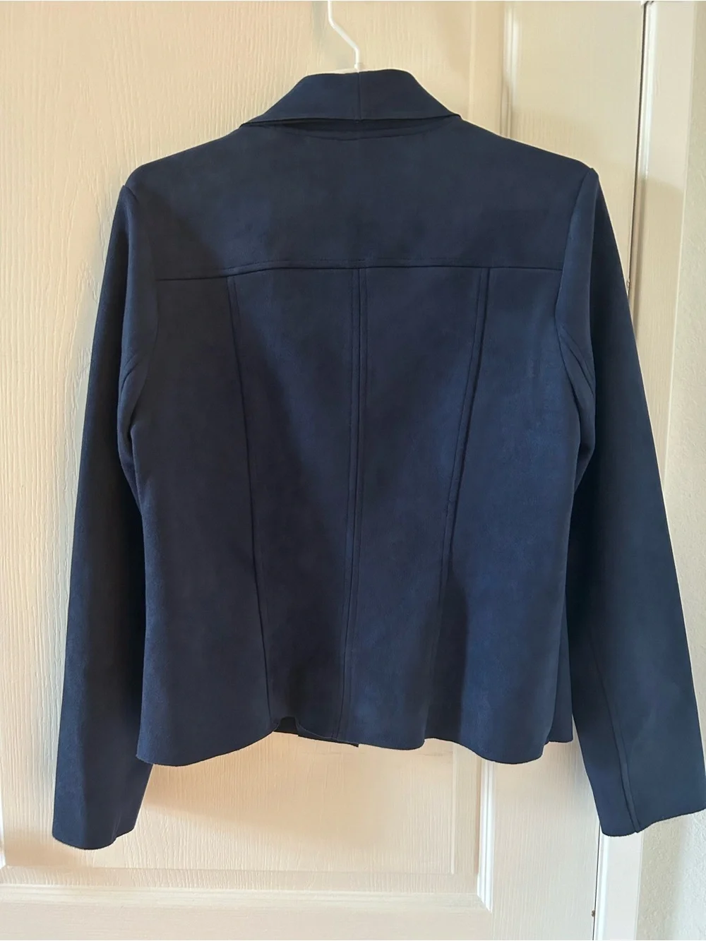 NWT Tahari Blue Faux Leather/Suede Moto Jacket Size Medium